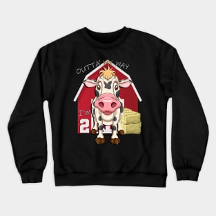 Birthday 2 Year Old Cards & Gifts I'm Two Farm Theme Cow Crewneck Sweatshirt